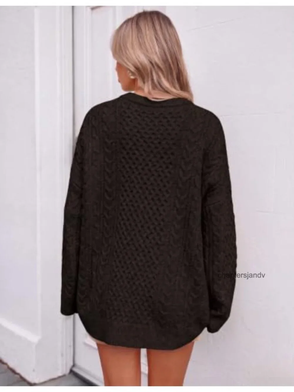 Oversized Chunky Cable Knit Tunic Sweater Crewneck Pullover